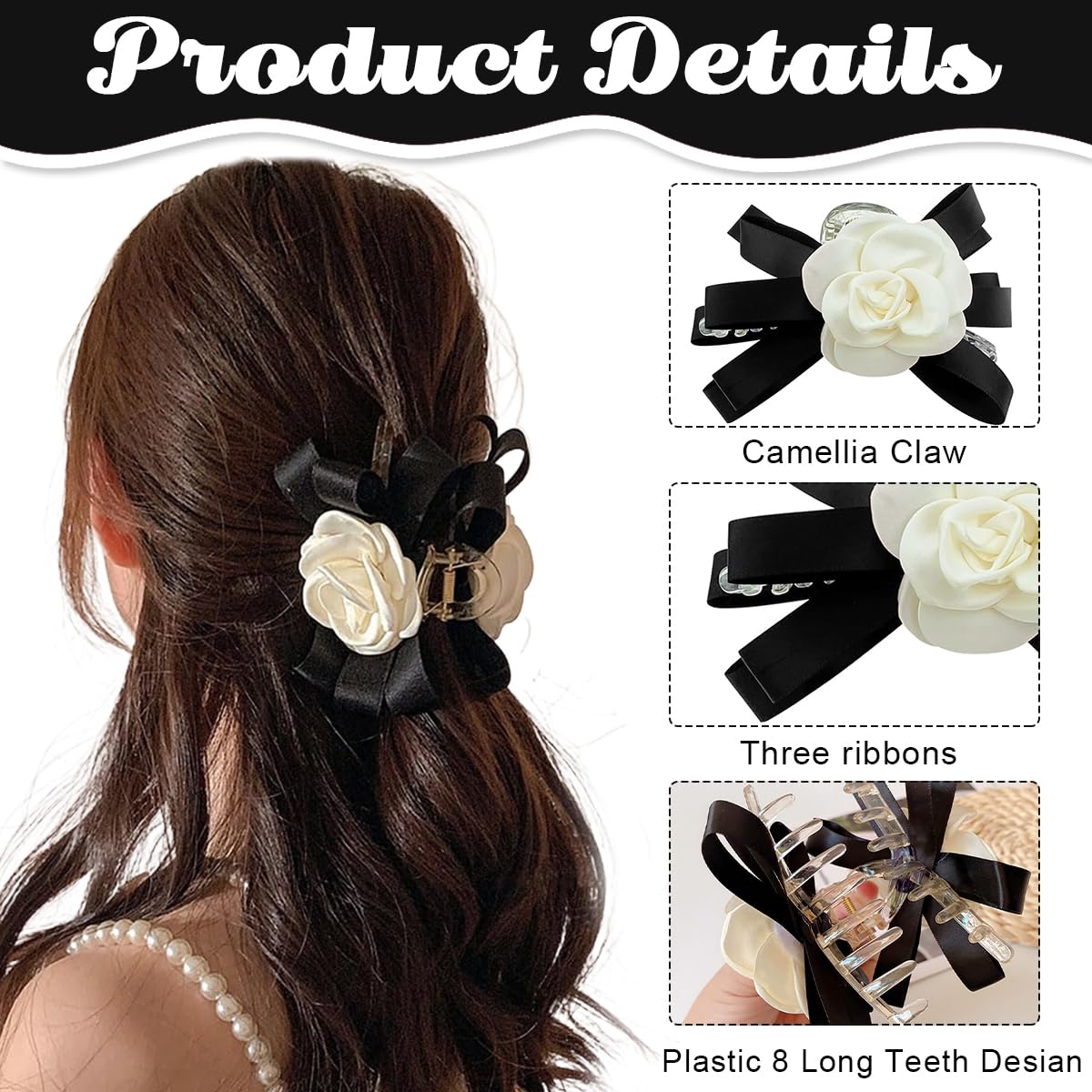 PALAY Hair Claw Clips for Women Large Camellia Flower Claw Clip Aesthetic Elegant Plastic Jaw Clips Bow Hair Clips for Women Ladies Medium Thick Hair PALAY Hair Claw Clips for Women Large Camellia Flower Claw Clip Aesthetic Elegant Plastic Jaw Clips Bow Hair Clips for Women Ladies Medium Thick Hair